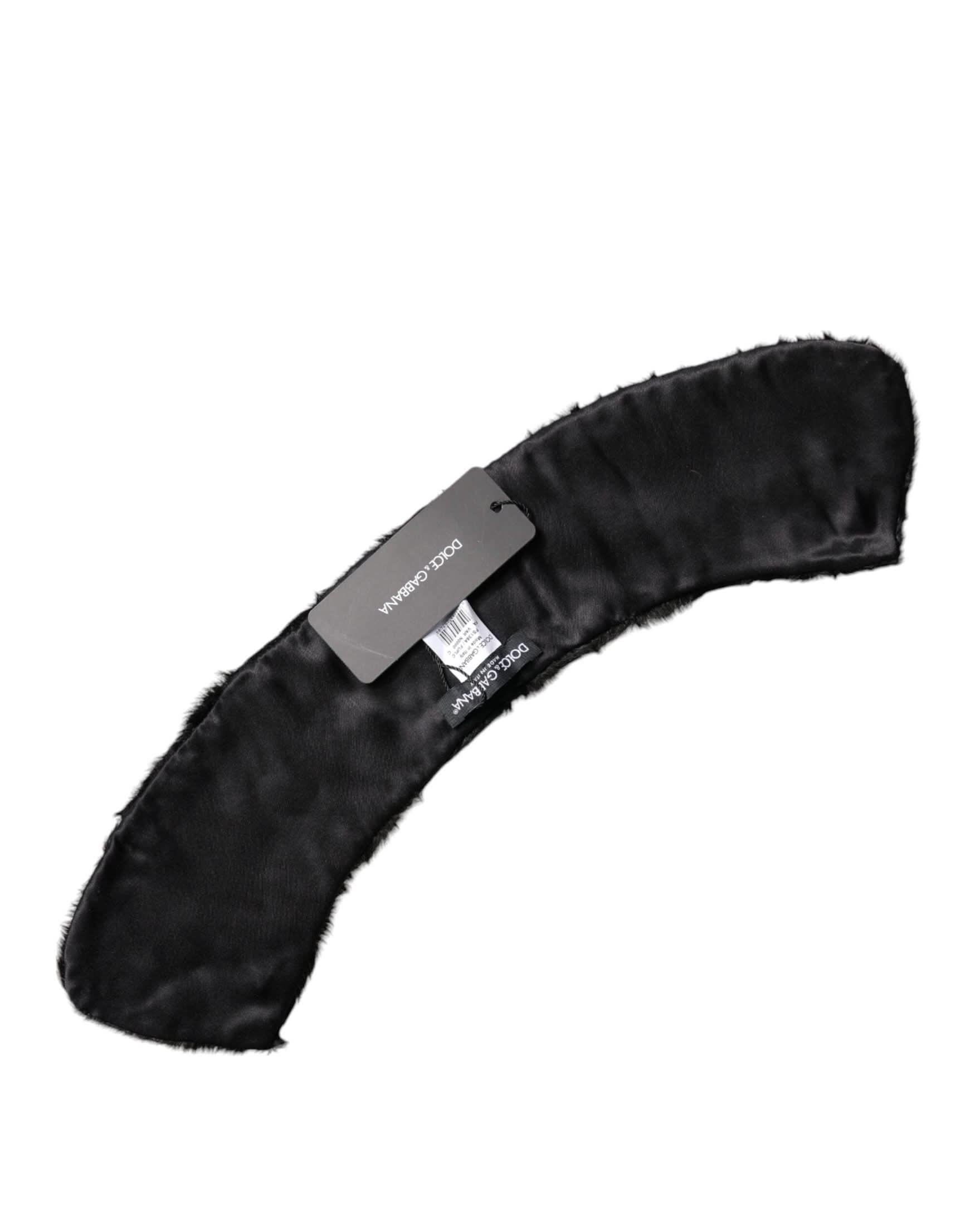 Dolce & Gabbana Black Lamb Fur Collar Neck Wrap Scarf Scarves & Shawls