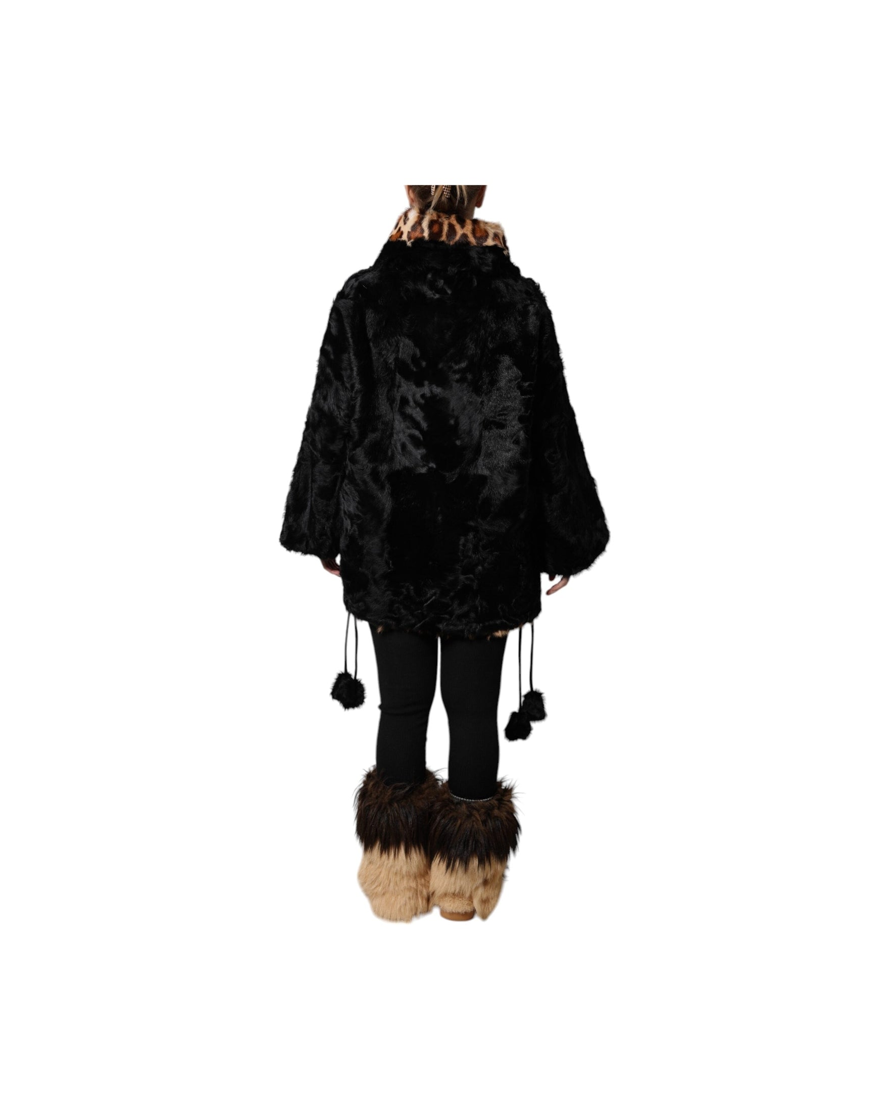 Dolce & Gabbana Black Lamb Fur Short Coat Jacket Glam Steals
