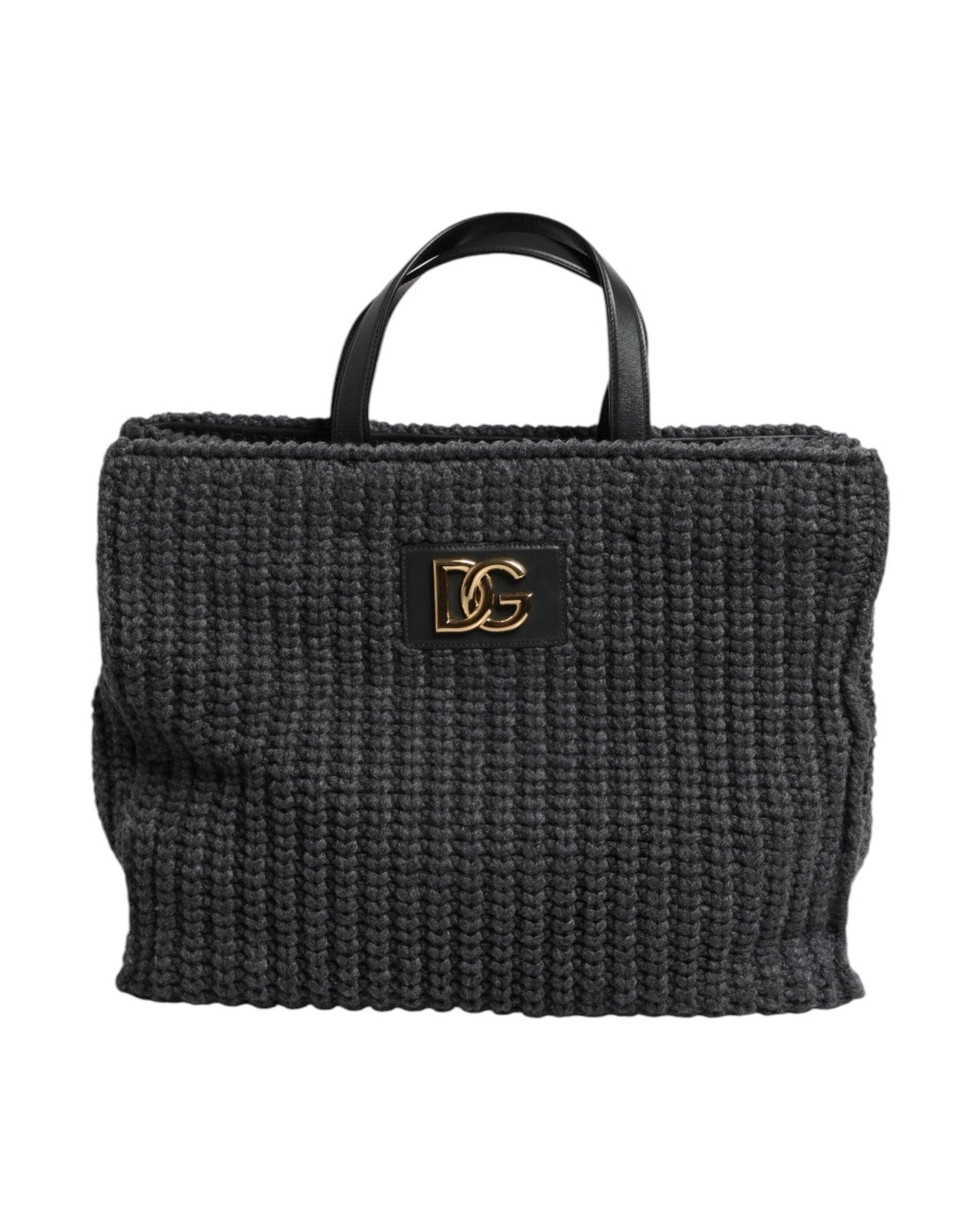 Dolce & Gabbana Large Knitted Crochet Shoulder Shopper Dg Logo Black Bag Glam Steals