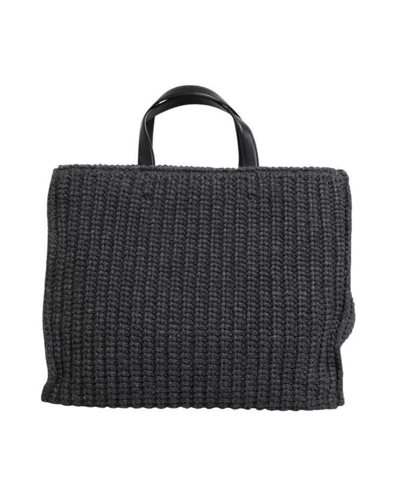 Dolce & Gabbana Large Knitted Crochet Shoulder Shopper Dg Logo Black Bag Glam Steals