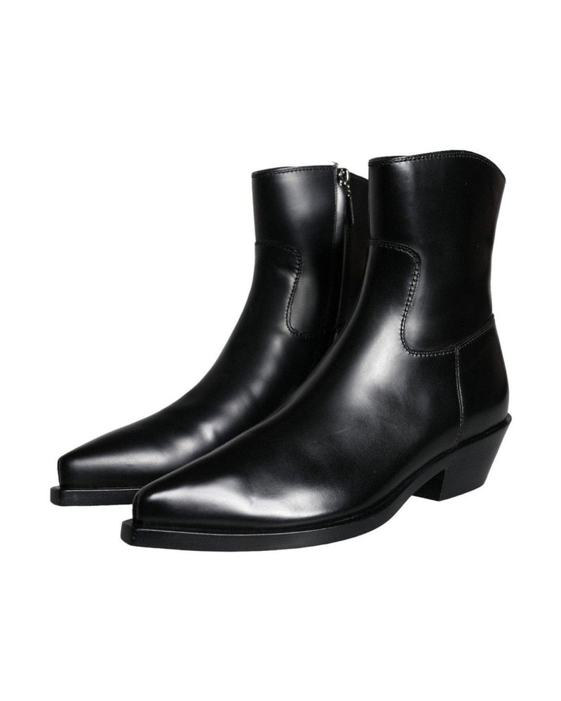 Dolce & Gabbana Black Leather Ankle Boots Booties Shoes Boots
