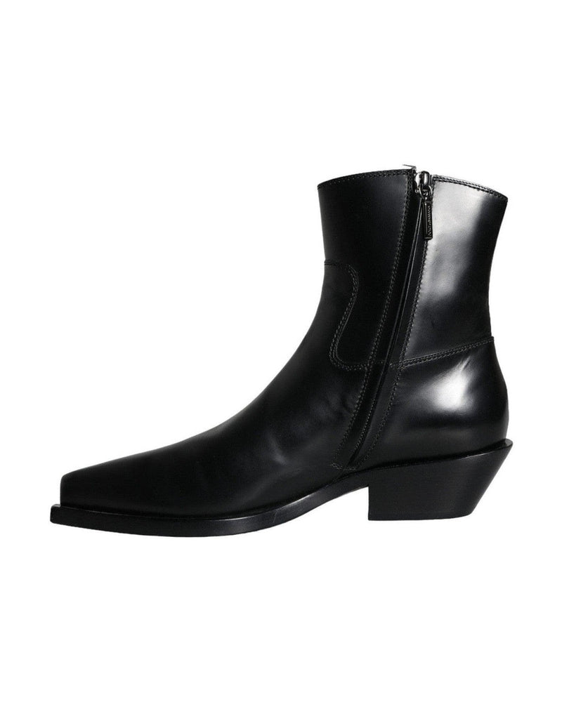 Dolce & Gabbana Black Leather Ankle Boots Booties Shoes Glam Steals