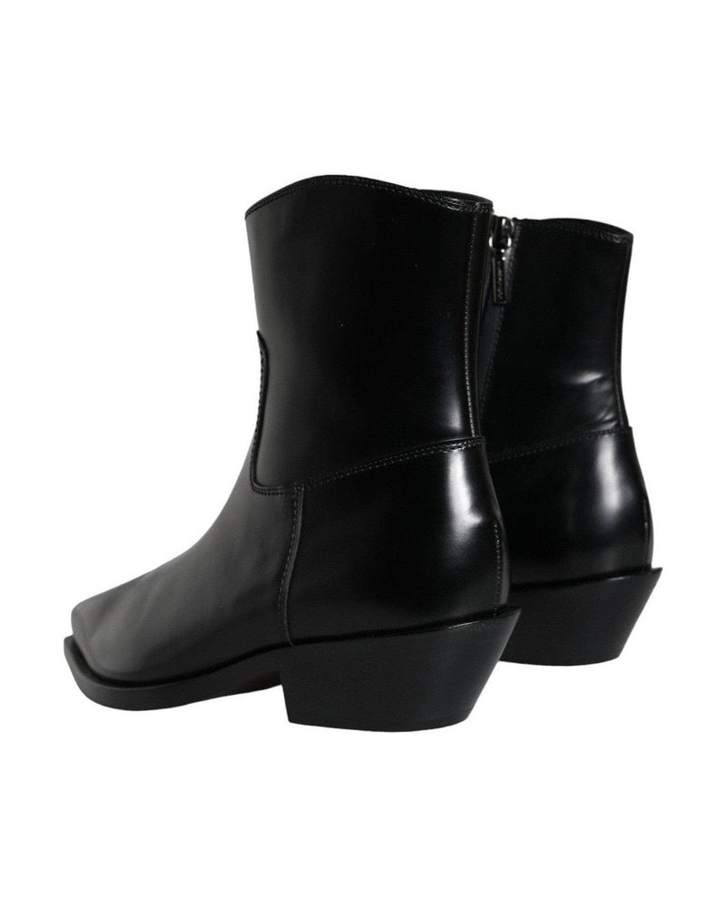 Dolce & Gabbana Black Leather Ankle Boots Booties Shoes Glam Steals