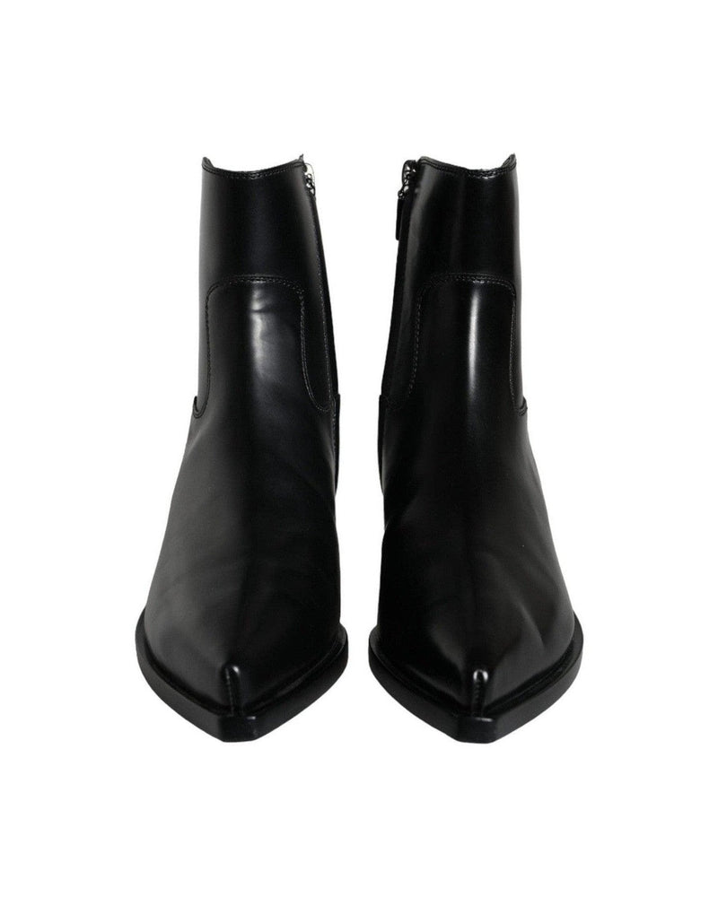 Dolce & Gabbana Black Leather Ankle Boots Booties Shoes Glam Steals