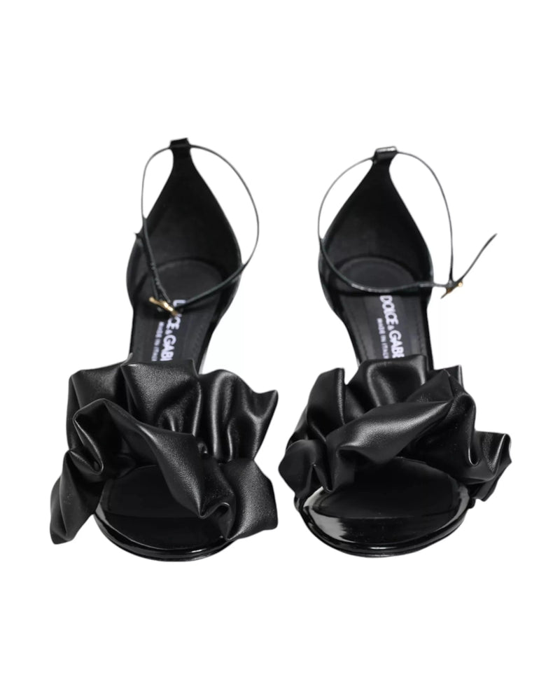 Dolce & Gabbana Black Leather Ankle Strap Heel Sandals Shoes Glam Steals