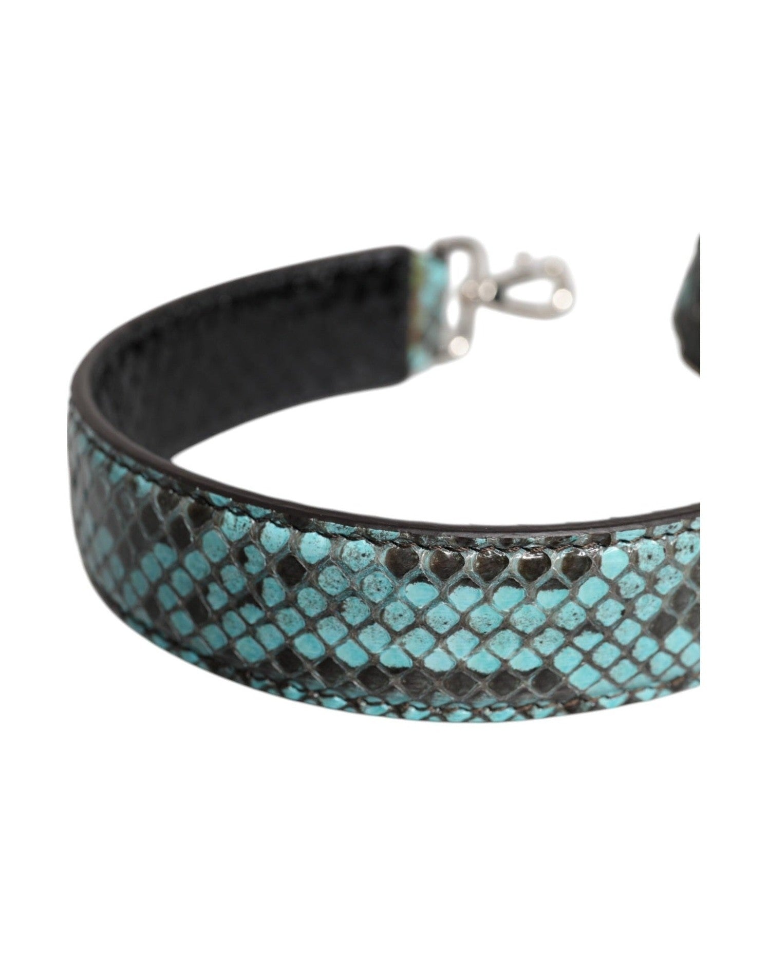 Dolce & Gabbana Black Leather Blue Exotic Bag Shoulder Strap Glam Steals