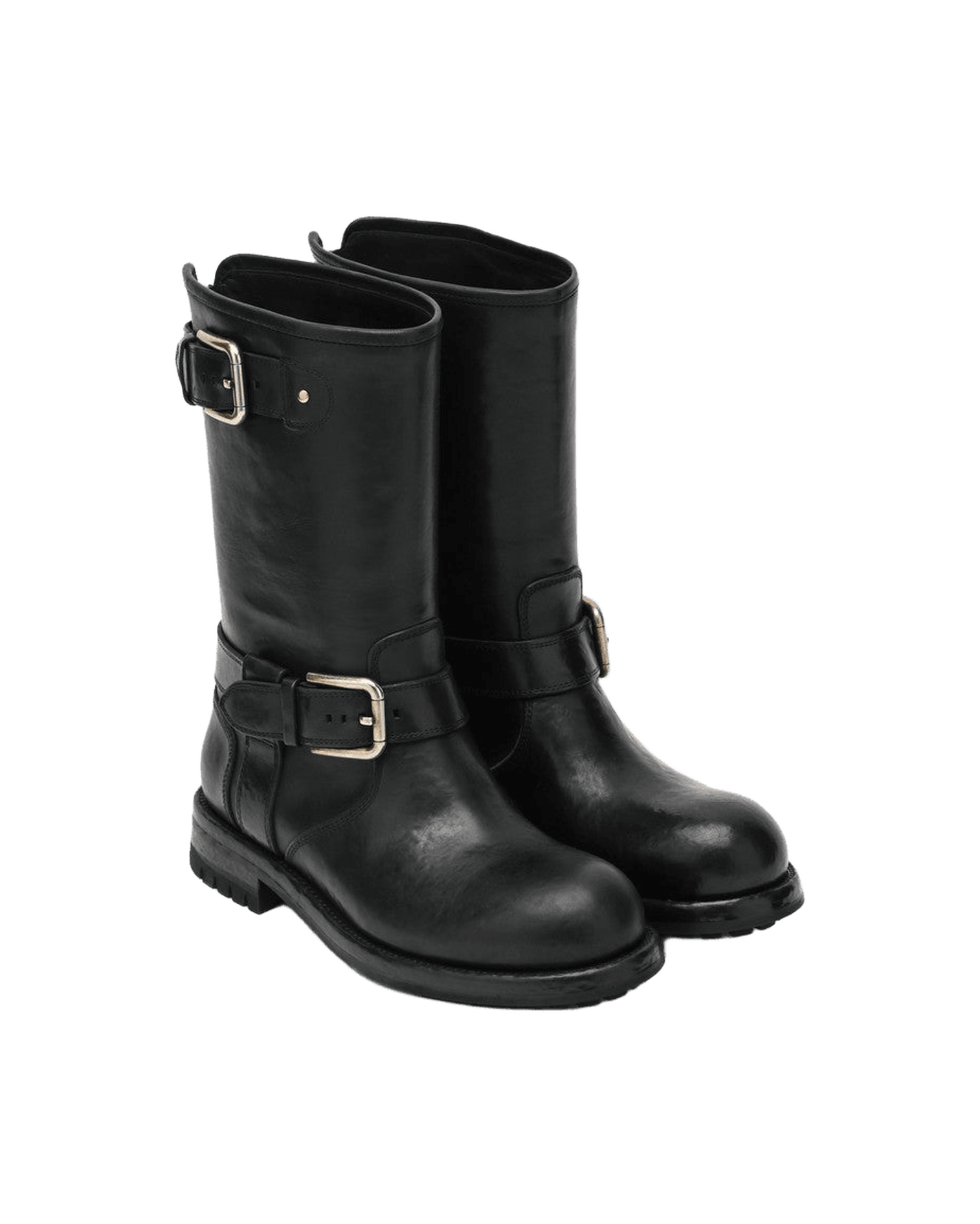 Dolce & Gabbana Black Leather Boot with Buckles Glam Steals
