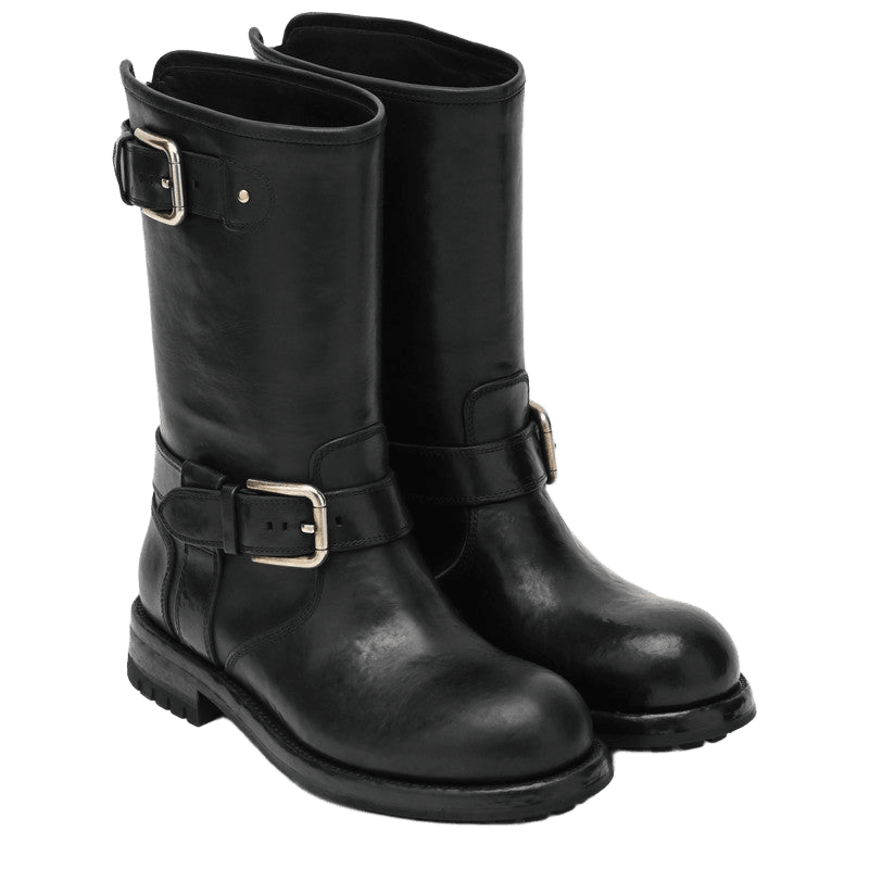 Dolce & Gabbana Black Leather Boot with Buckles Glam Steals