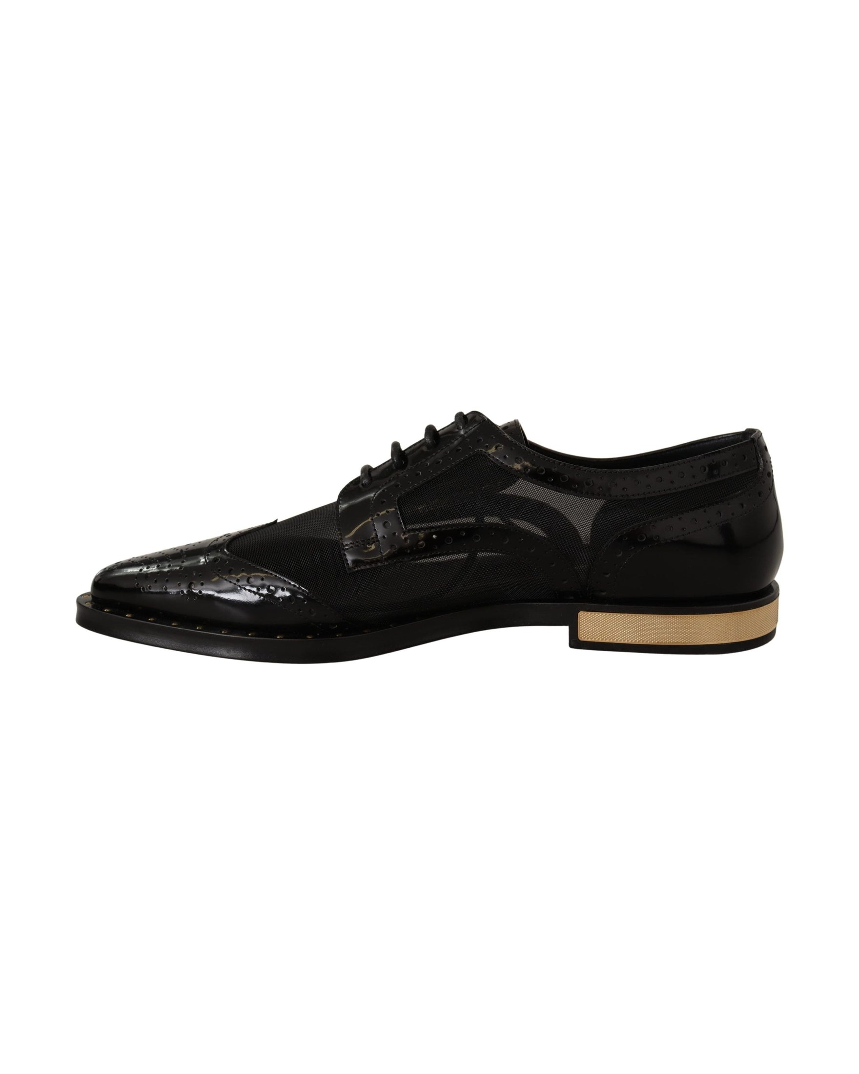 Dolce & Gabbana Black Leather Broques Sheer Wingtip Shoes Glam Steals