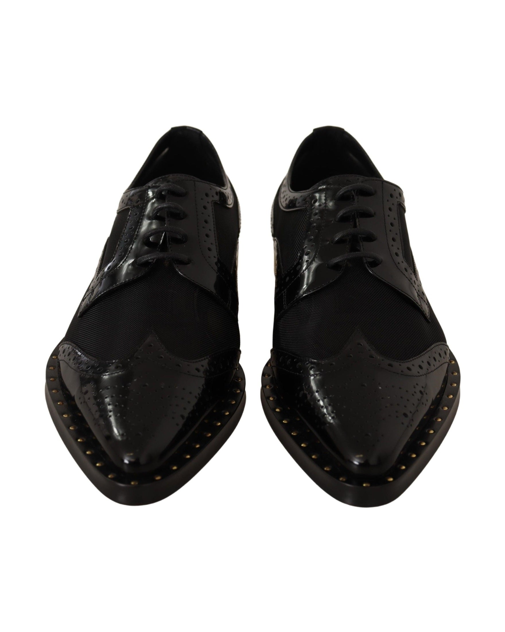 Dolce & Gabbana Black Leather Broques Sheer Wingtip Shoes Glam Steals