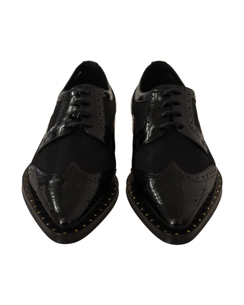Dolce & Gabbana Black Leather Broques Sheer Wingtip Shoes Glam Steals