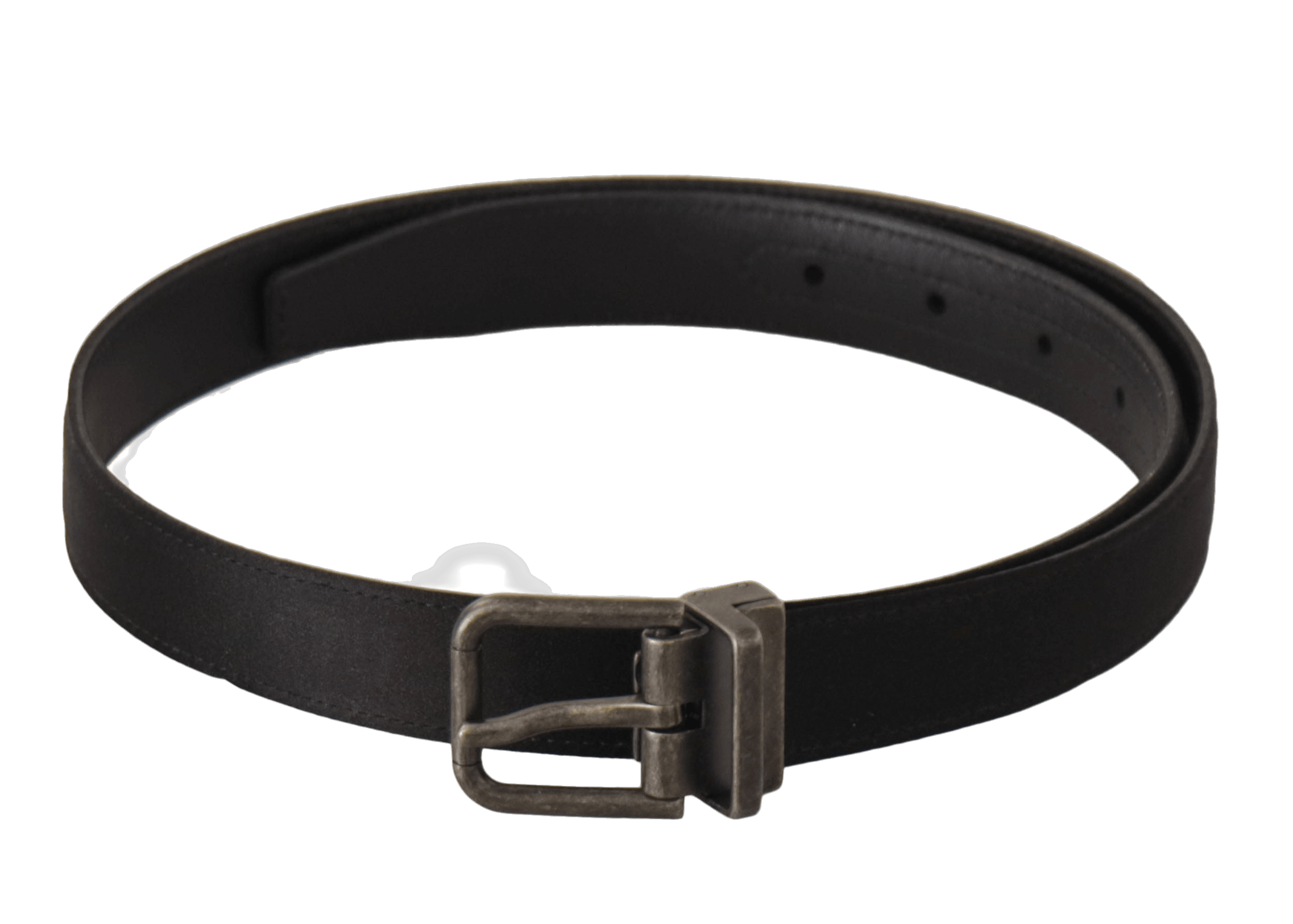 Dolce & Gabbana Black Leather Calfskin Vintage Metal Buckle Belt Glam Steals