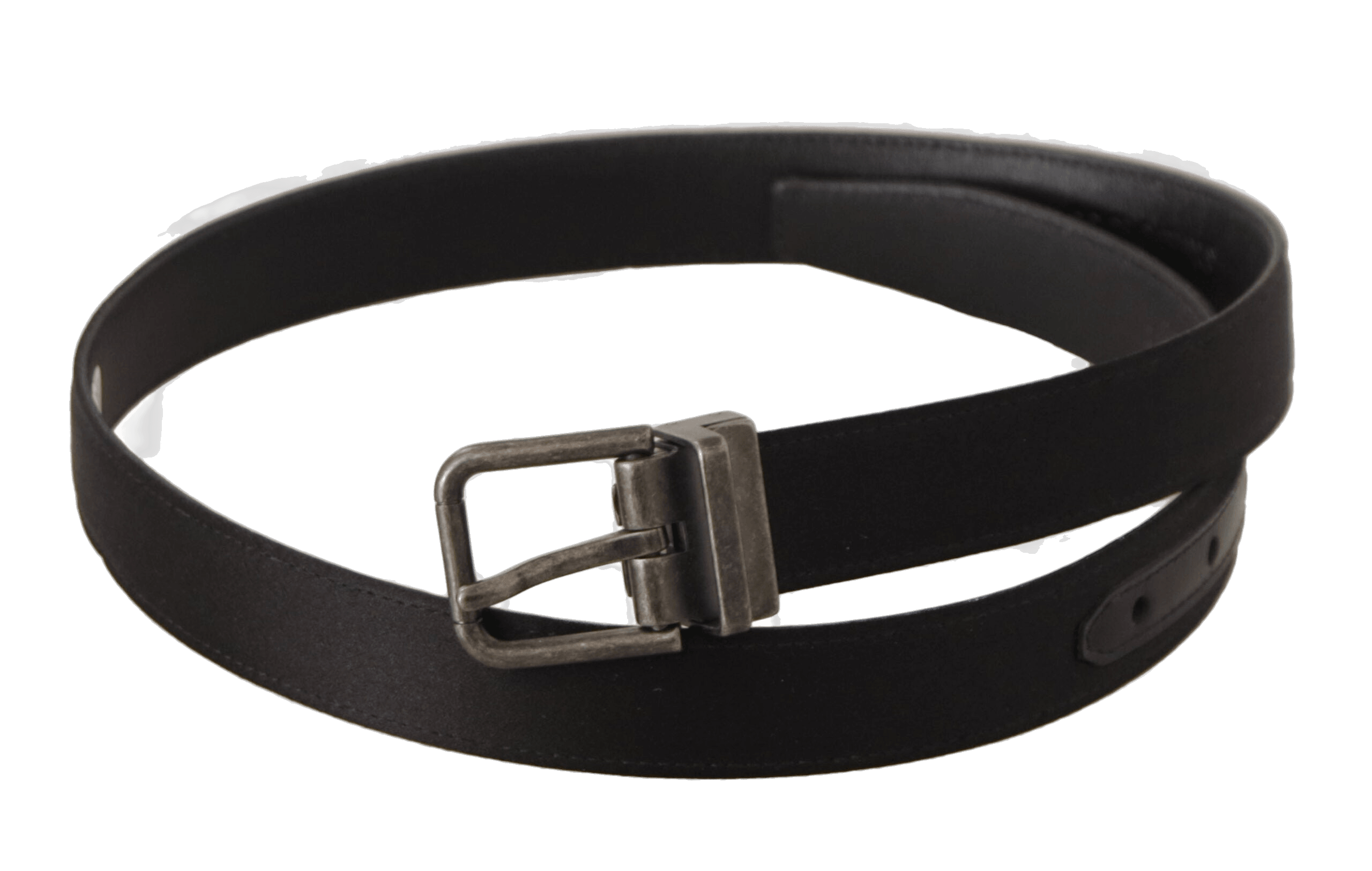 Dolce & Gabbana Black Leather Calfskin Vintage Metal Buckle Belt Glam Steals