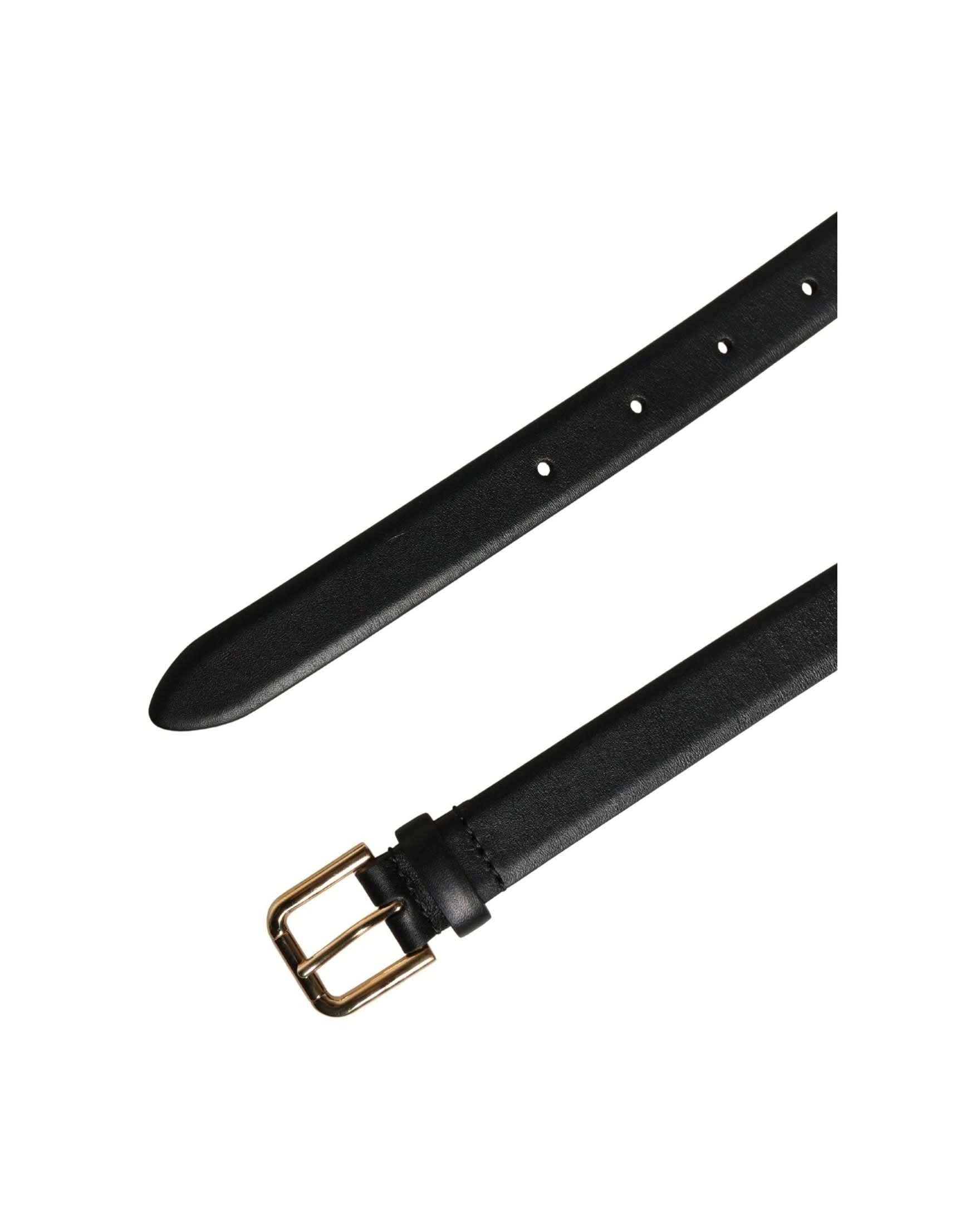 Dolce & Gabbana Black Leather Classic Gold Metal Buckle Belt 