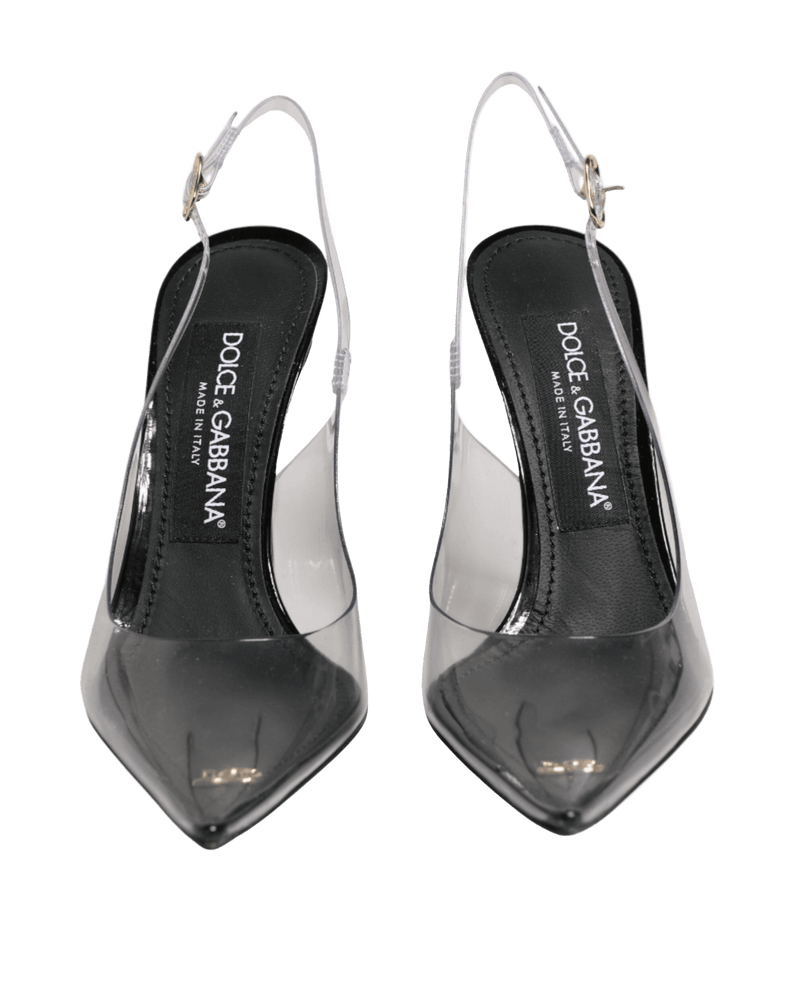 Dolce & Gabbana Black Leather Clear Pvc Slingback Pumps Shoes Glam Steals