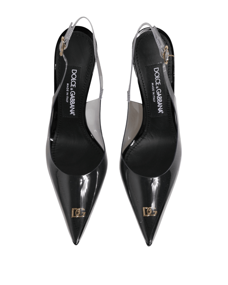 Dolce & Gabbana Black Leather Clear Pvc Slingback Pumps Shoes Glam Steals