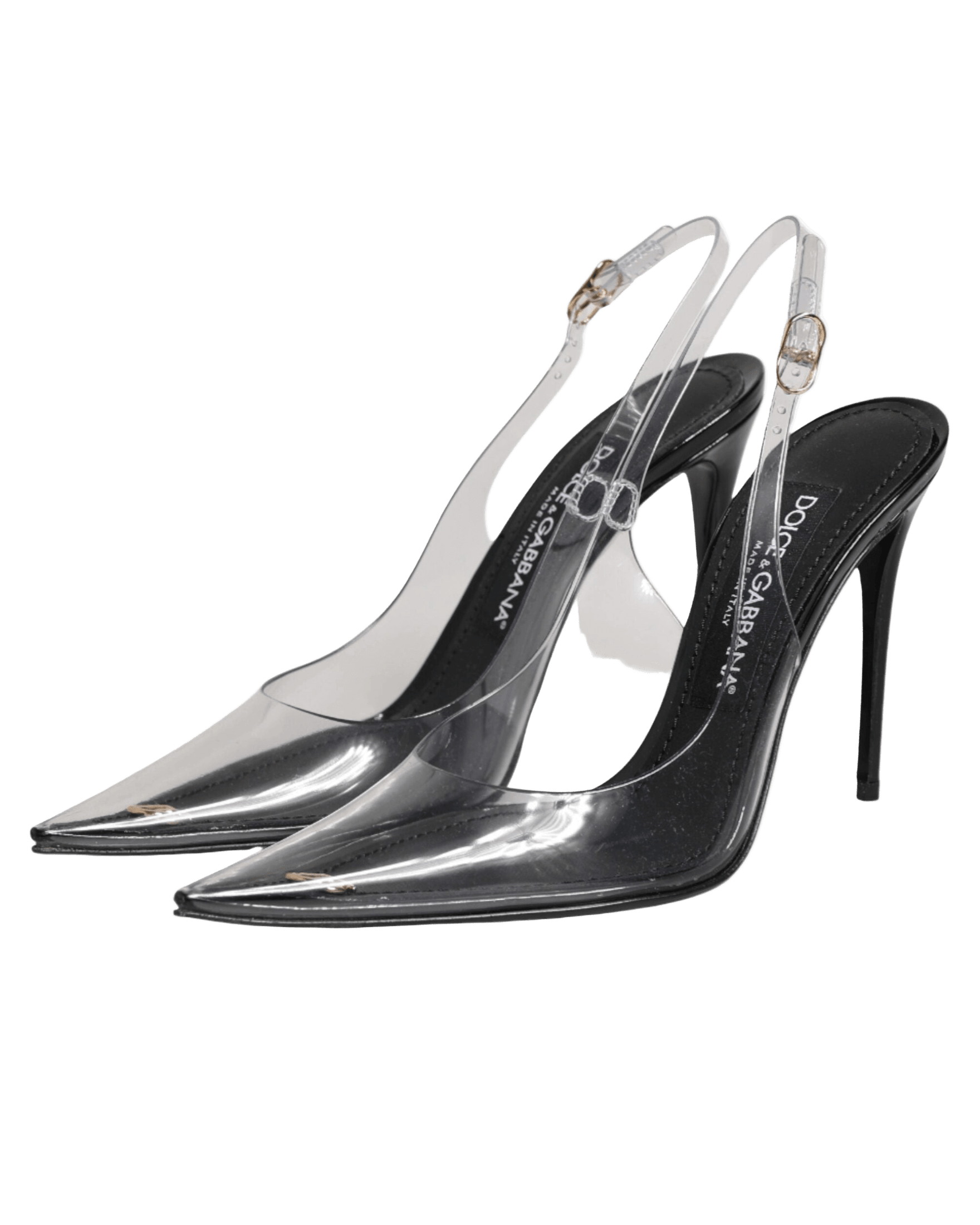 Dolce & Gabbana Black Leather Clear Pvc Slingback Pumps Shoes Glam Steals