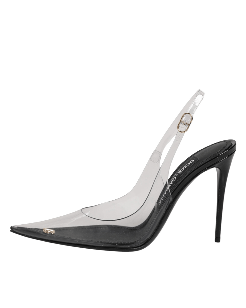 Dolce & Gabbana Black Leather Clear Pvc Slingback Pumps Shoes Glam Steals