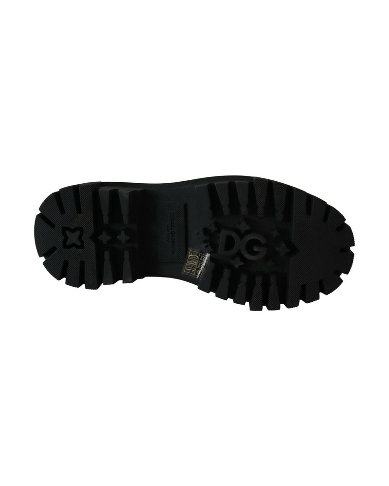 Dolce & Gabbana Black Leather Crystal Combat Boots Glam Steals