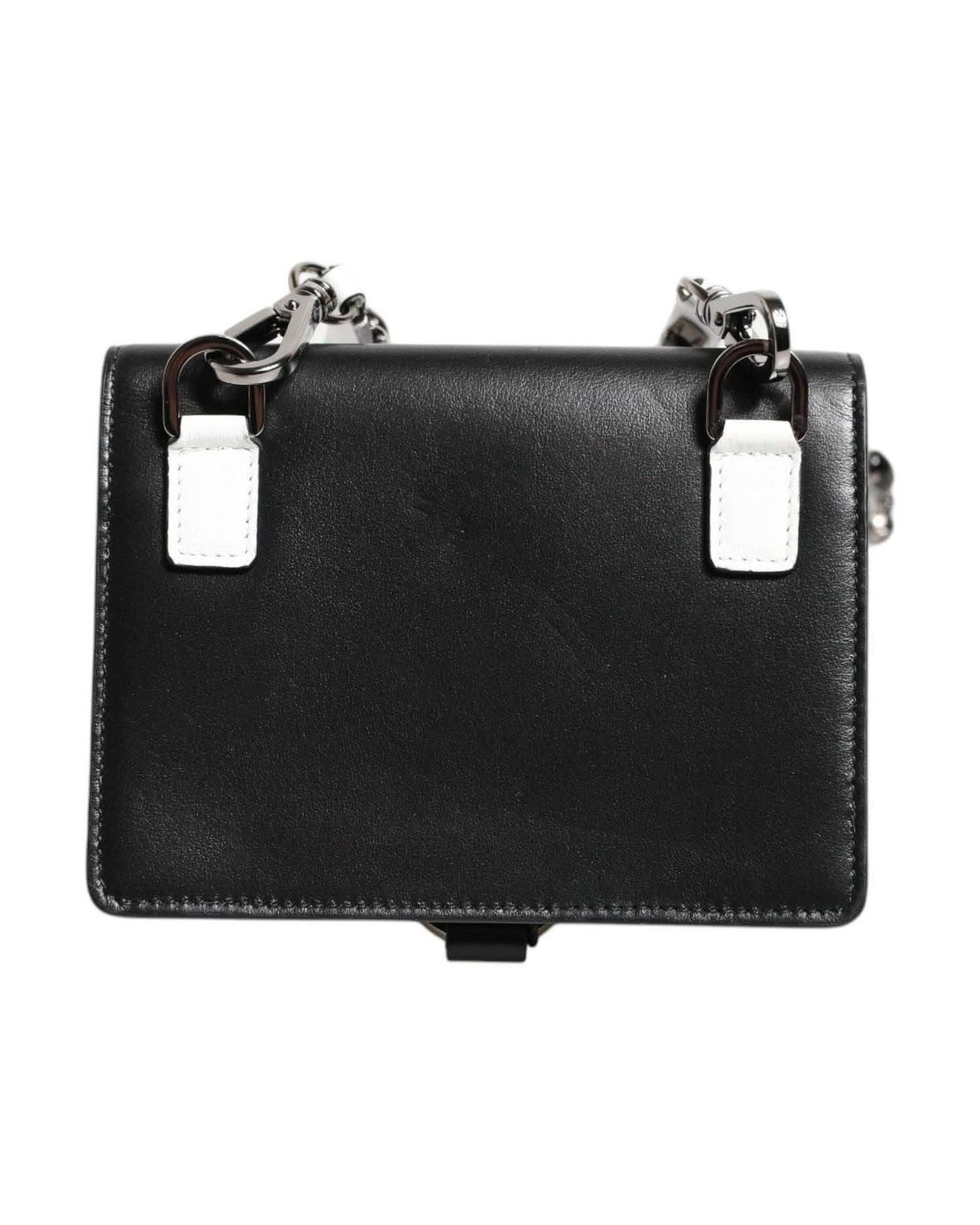 Dolce & Gabbana Black Leather Crystal Embellished Card Holder Wallet Card Cases