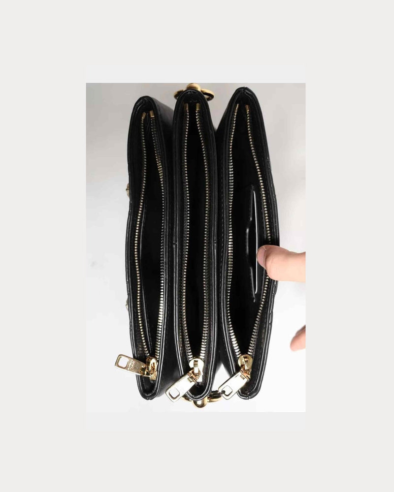 Dolce & Gabbana Leather Crystal Embellished Logo Shoulder Black Bag Glam Steals