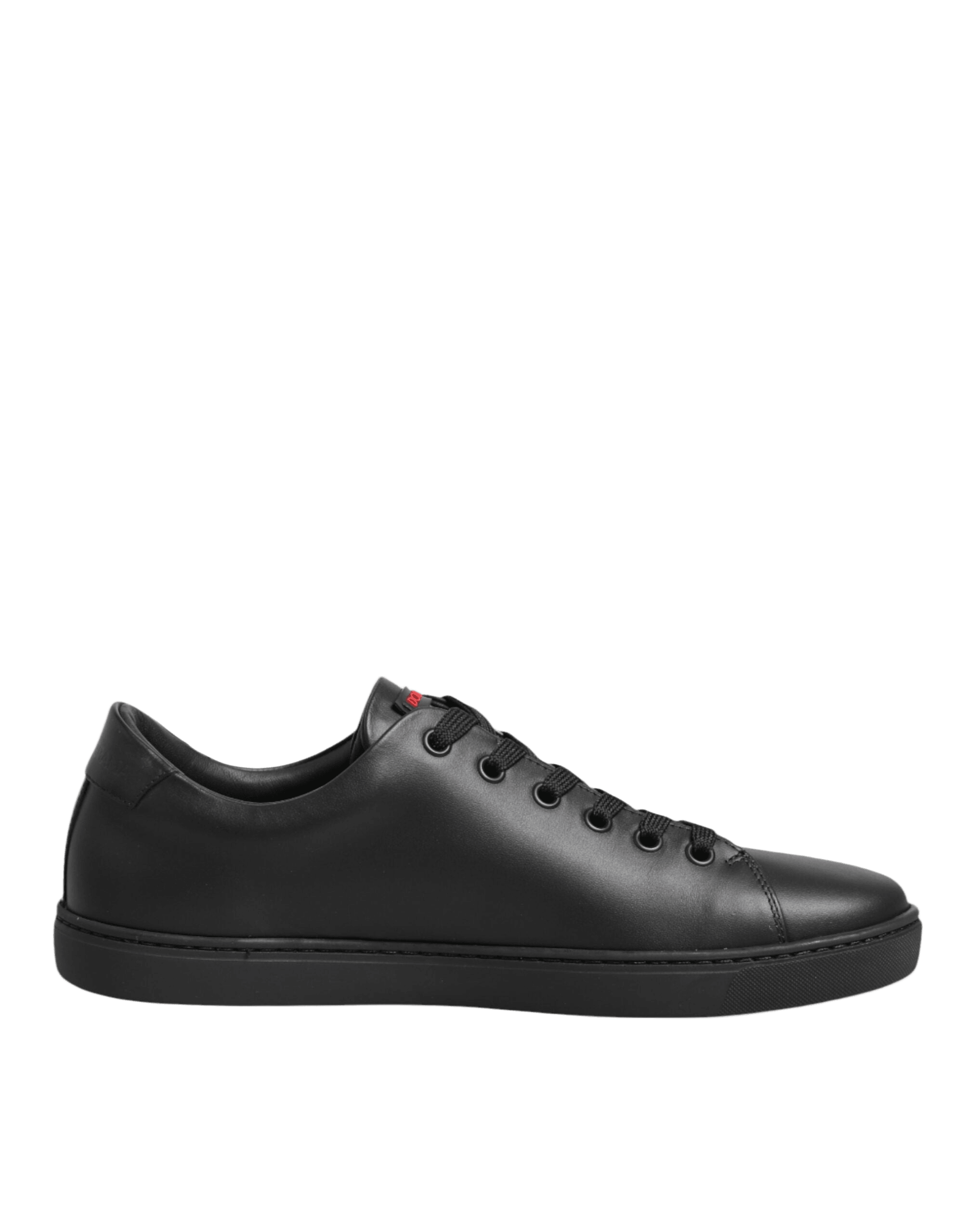Dolce & Gabbana Black Leather Crystal Heart Low Top Sneakers Shoes Glam Steals