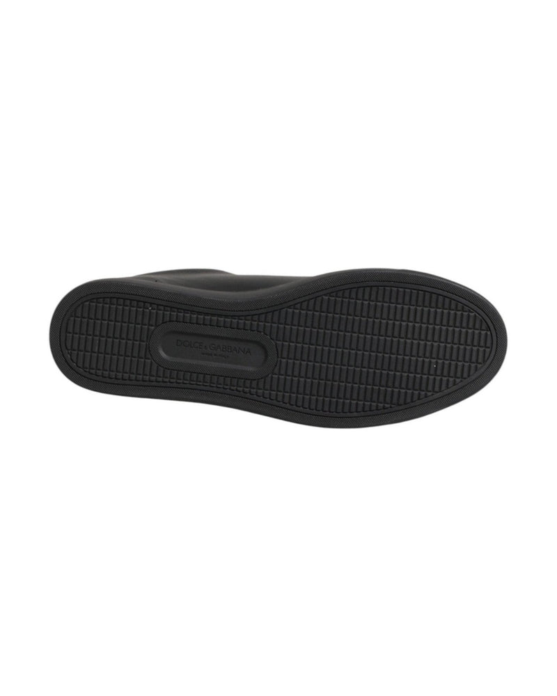 Dolce & Gabbana Black Leather Crystal Heart Low Top Sneakers Shoes Glam Steals