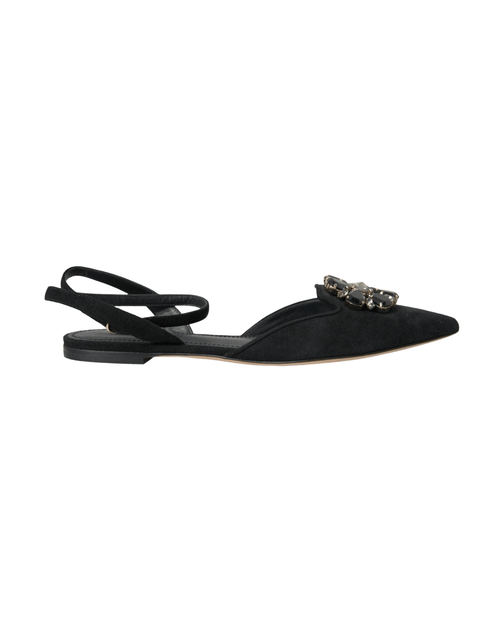 Dolce & Gabbana Black Leather Crystal Slingback Sandals Shoes Glam Steals