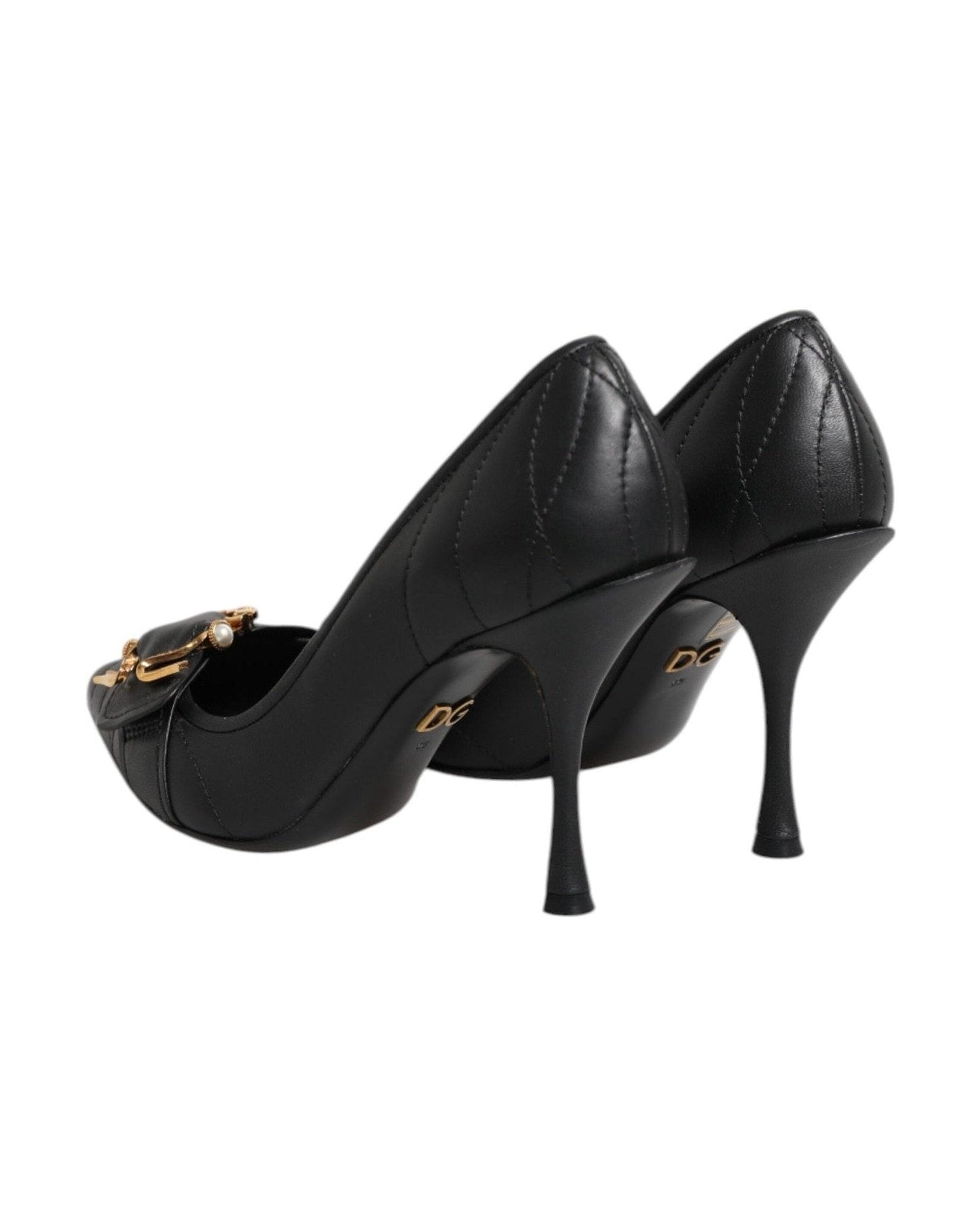 Dolce & Gabbana Black Leather Devotion Heels Pumps Shoes Heels