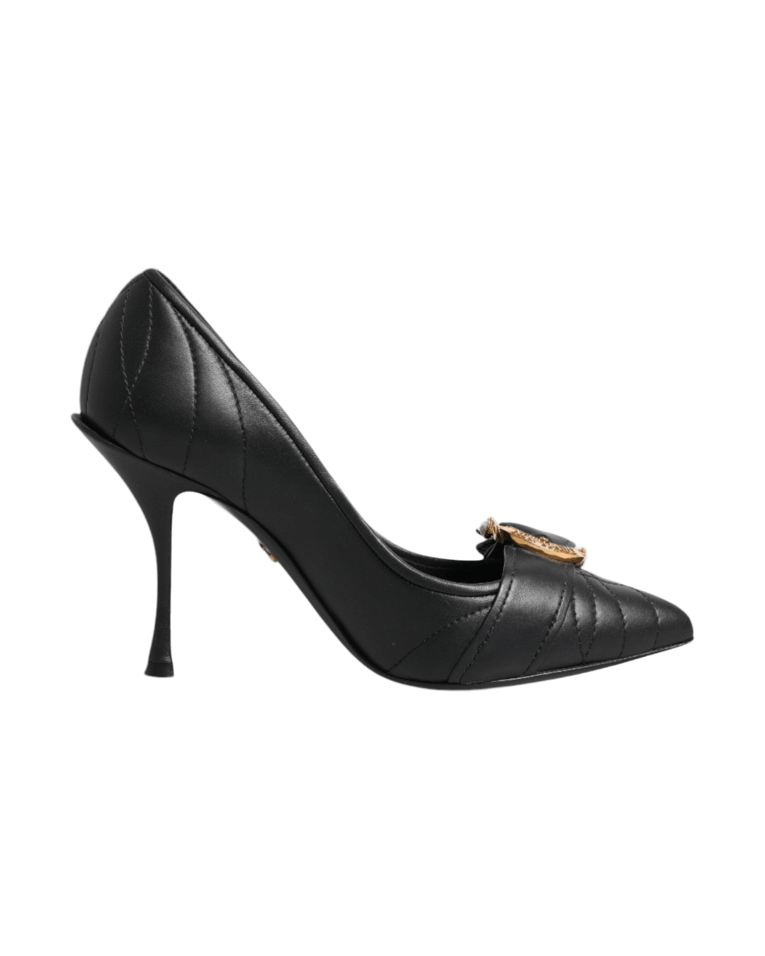 Dolce & Gabbana Black Leather Devotion Heels Pumps Shoes Glam Steals