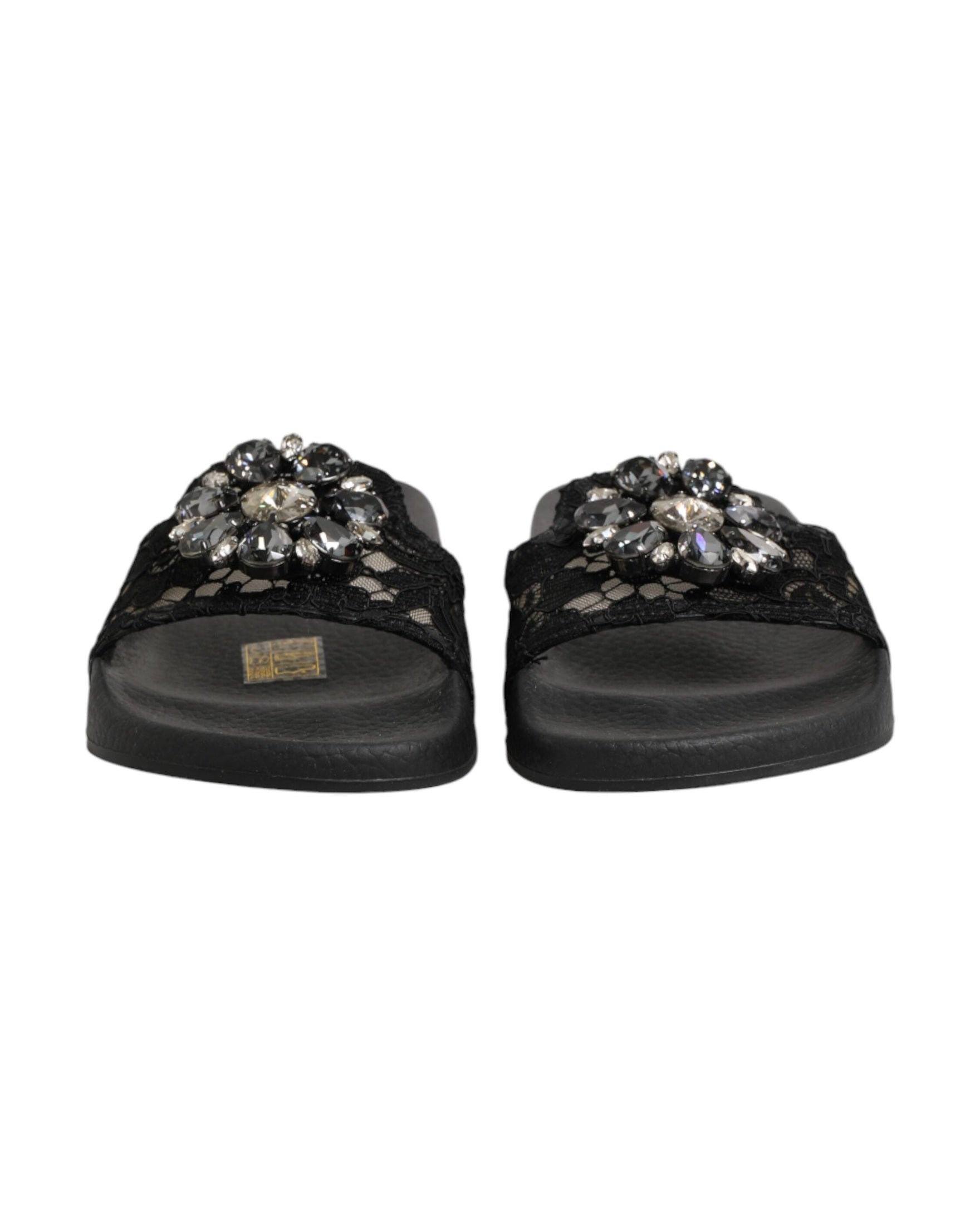 Dolce & Gabbana Black Leather Devotion Matelassé Slides Shoes Glam Steals