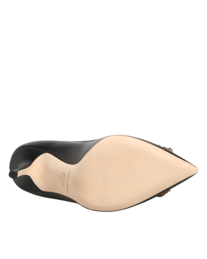 Dolce & Gabbana Black Leather Dg Amore Heels Pumps Shoes Glam Steals