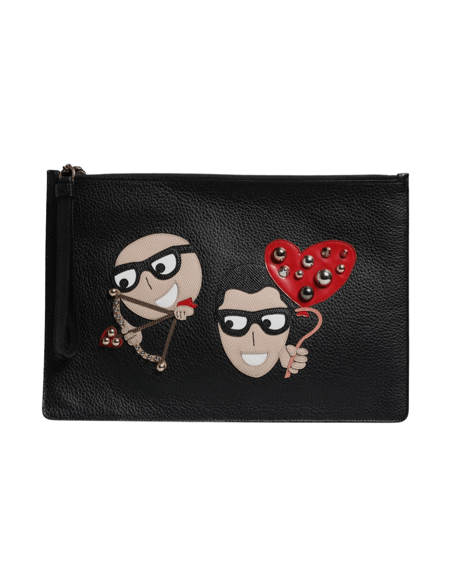 Dolce & Gabbana Black Leather #Dgfamily Embellished Clutch Bag Glam Steals