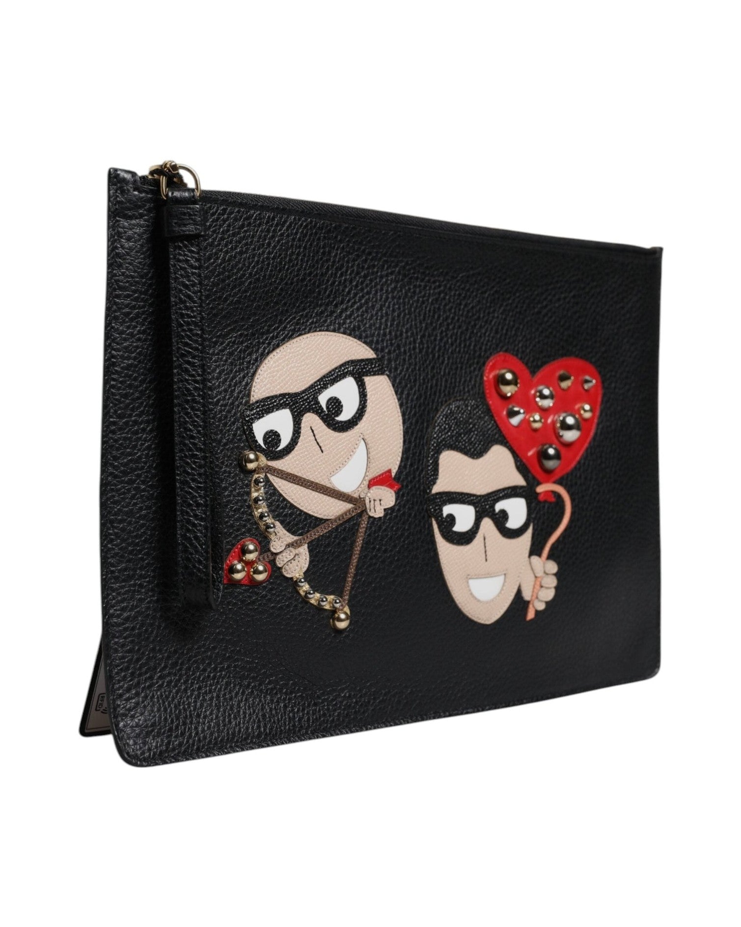 Dolce & Gabbana Black Leather #Dgfamily Embellished Clutch Bag Glam Steals