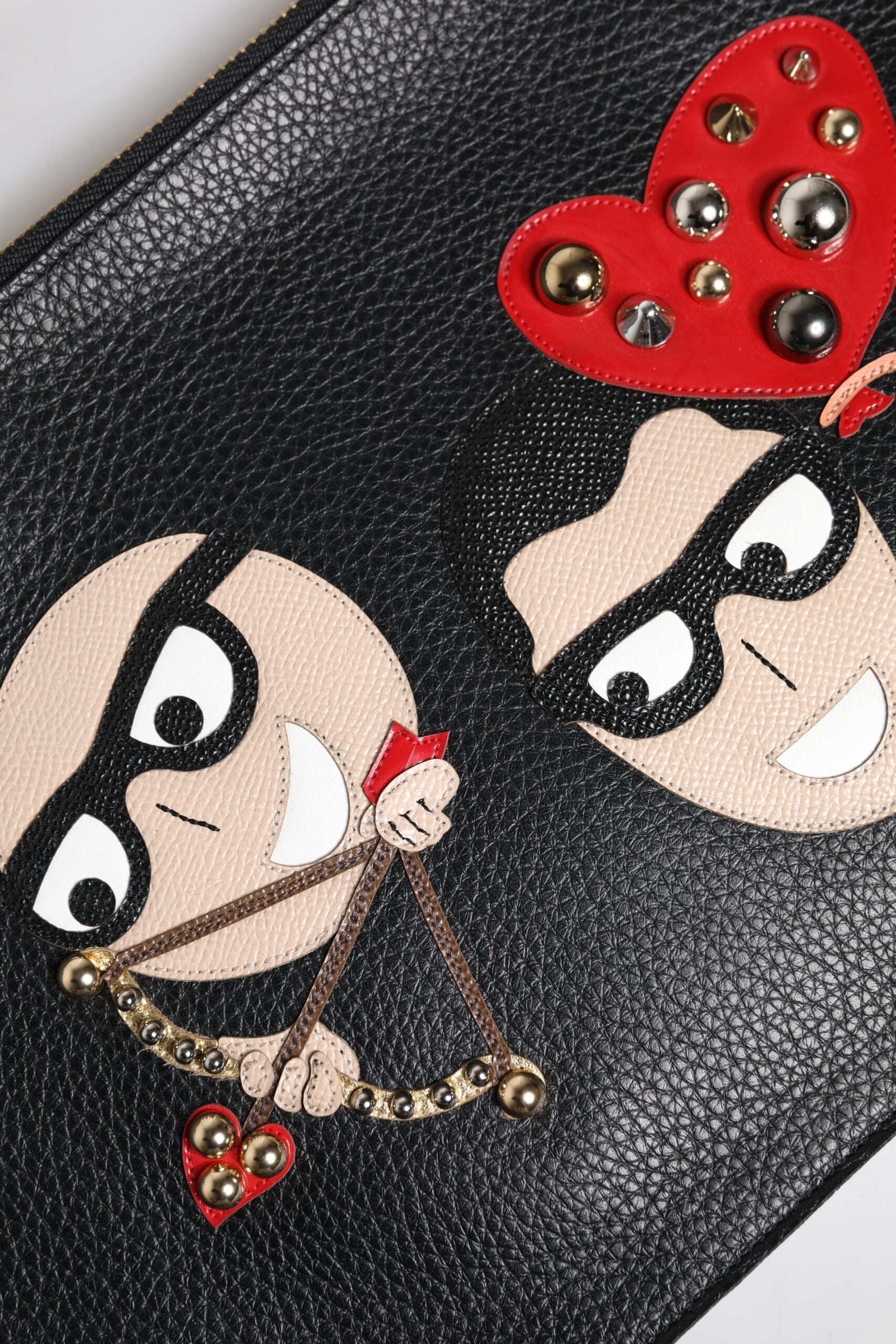 Dolce & Gabbana Black Leather #Dgfamily Embellished Clutch Bag Glam Steals