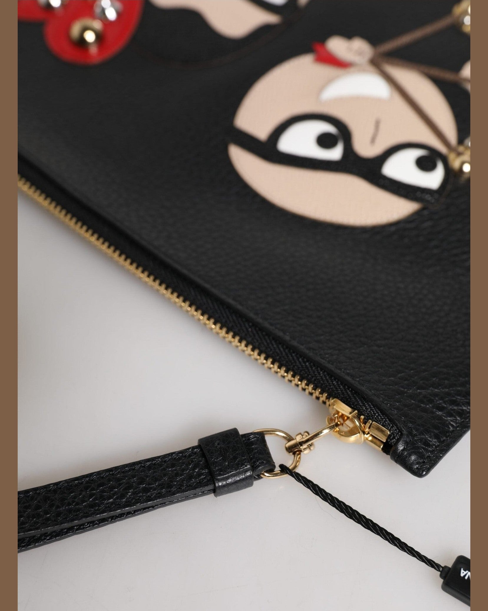 Dolce & Gabbana Black Leather #Dgfamily Embellished Clutch Bag Glam Steals
