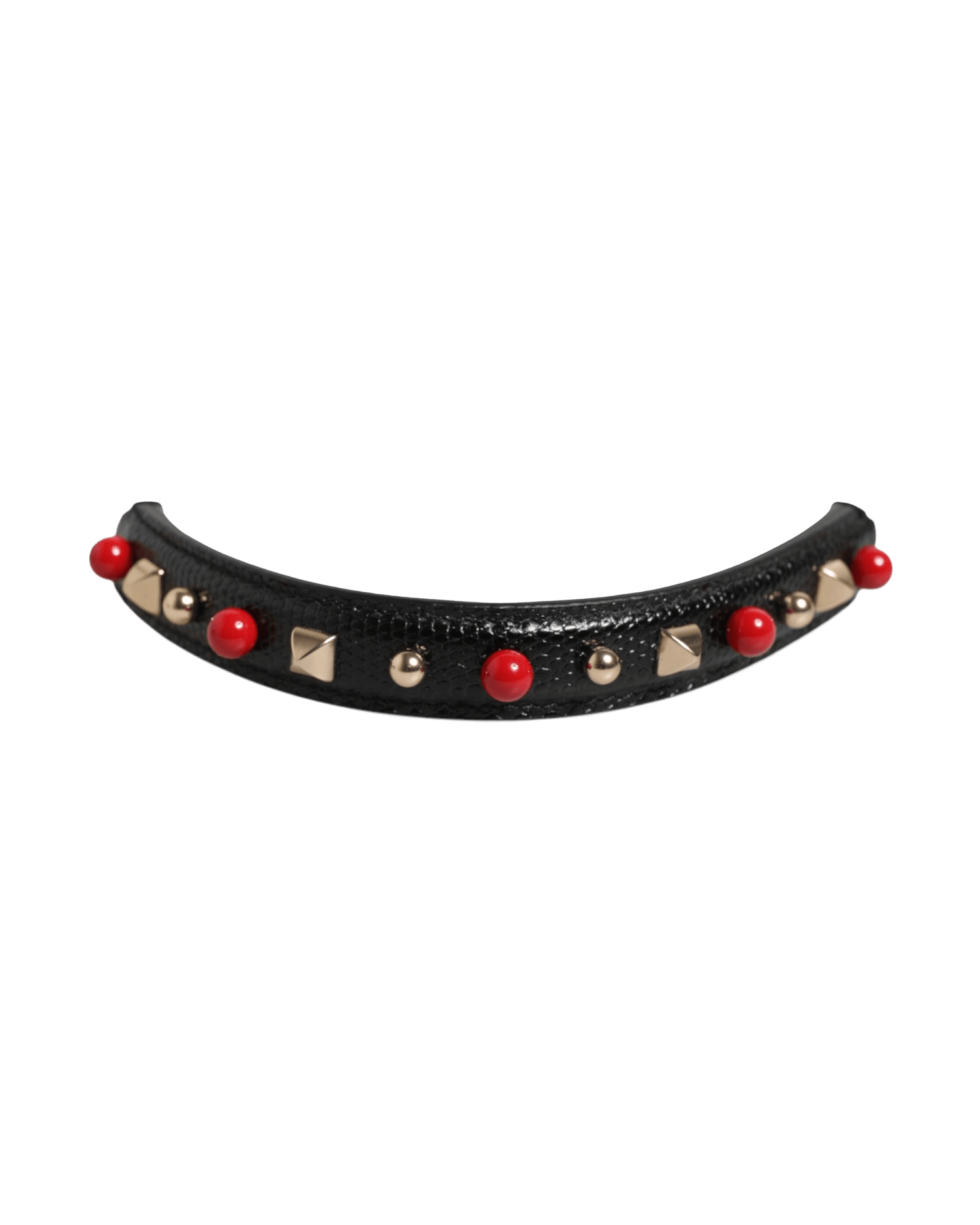 Dolce & Gabbana Black Leather Embellished Bag Handle Women Shoulder Strap Glam Steals