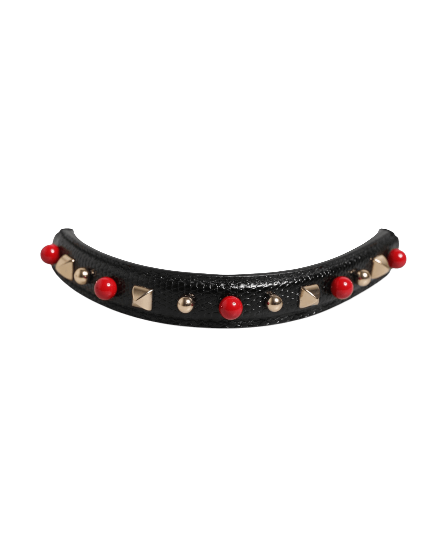 Dolce & Gabbana Black Leather Embellished Bag Handle Women Shoulder Strap Glam Steals