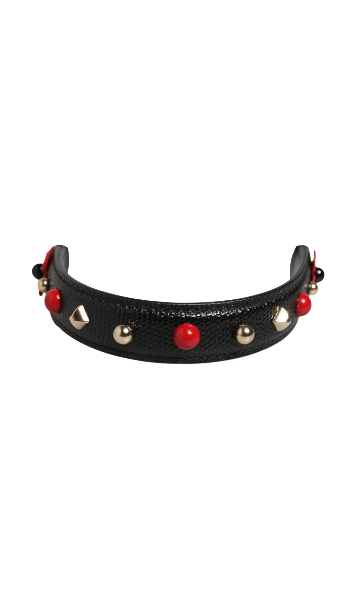 Dolce & Gabbana Black Leather Embellished Bag Handle Women Shoulder Strap Glam Steals
