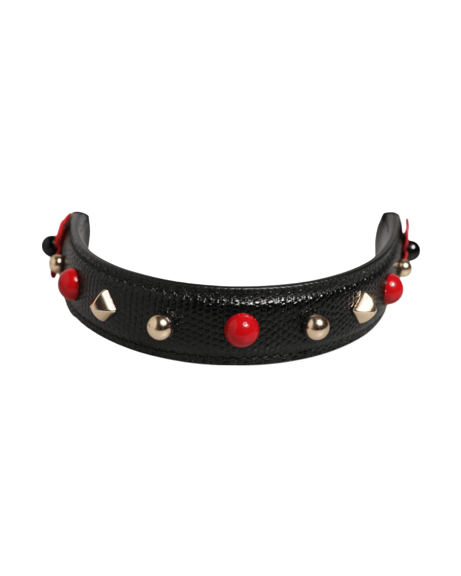 Dolce & Gabbana Black Leather Embellished Bag Handle Women Shoulder Strap Glam Steals