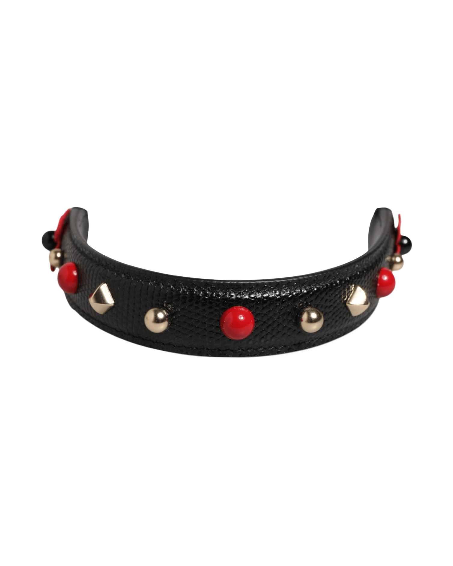 Dolce & Gabbana Black Leather Embellished Bag Handle Women Shoulder Strap Glam Steals
