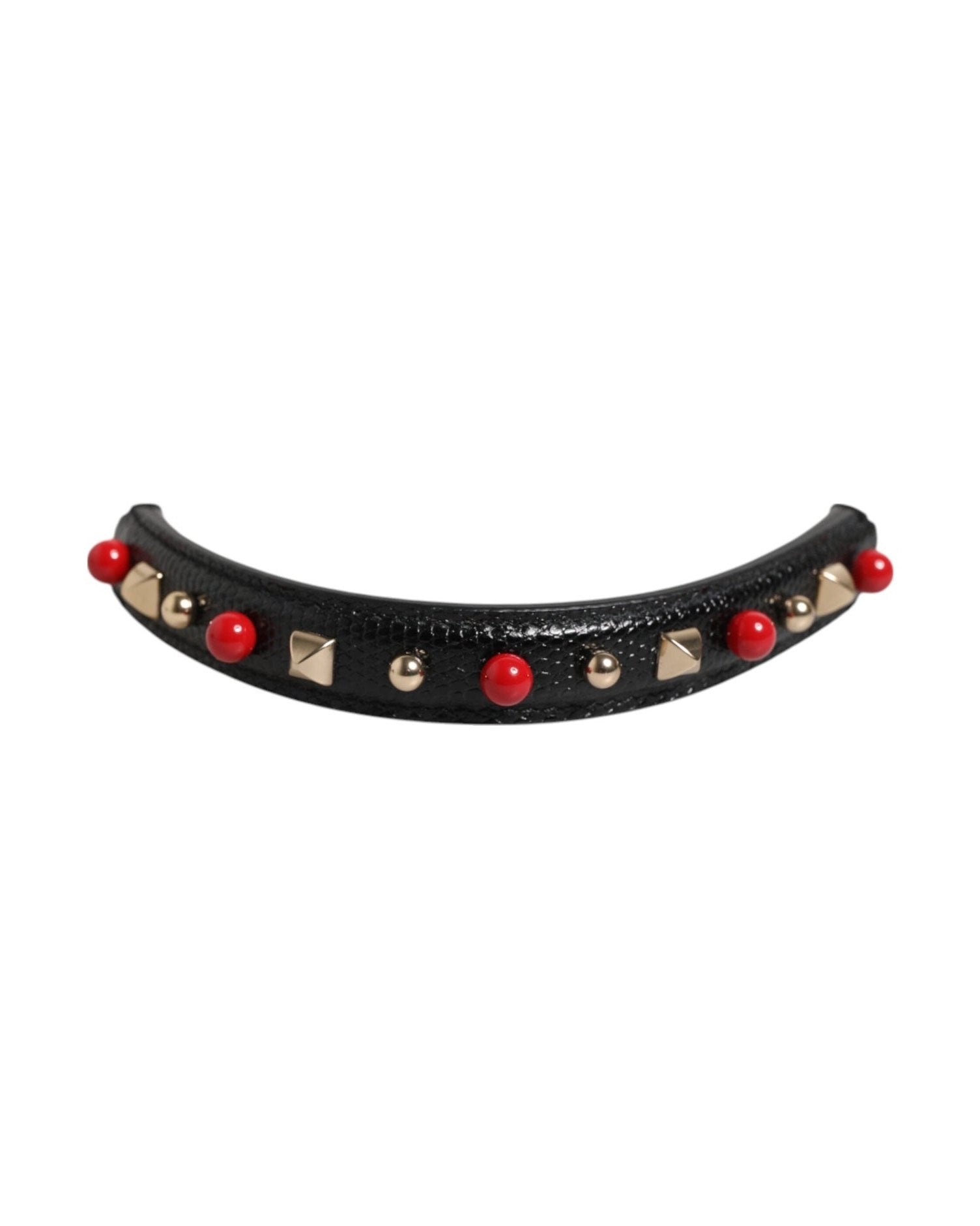 Dolce & Gabbana Black Leather Embellished Bag Handle Women Shoulder Strap Glam Steals