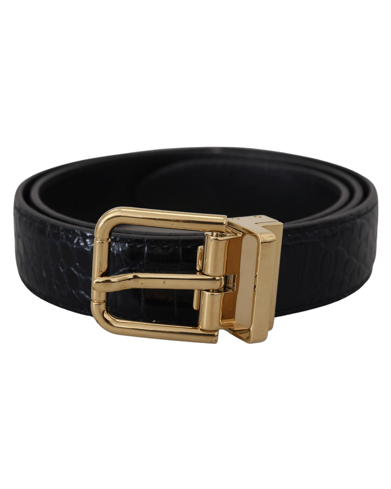 Dolce & Black Gabbana Leather Exotic Metal Buckle Belt Glam Steals