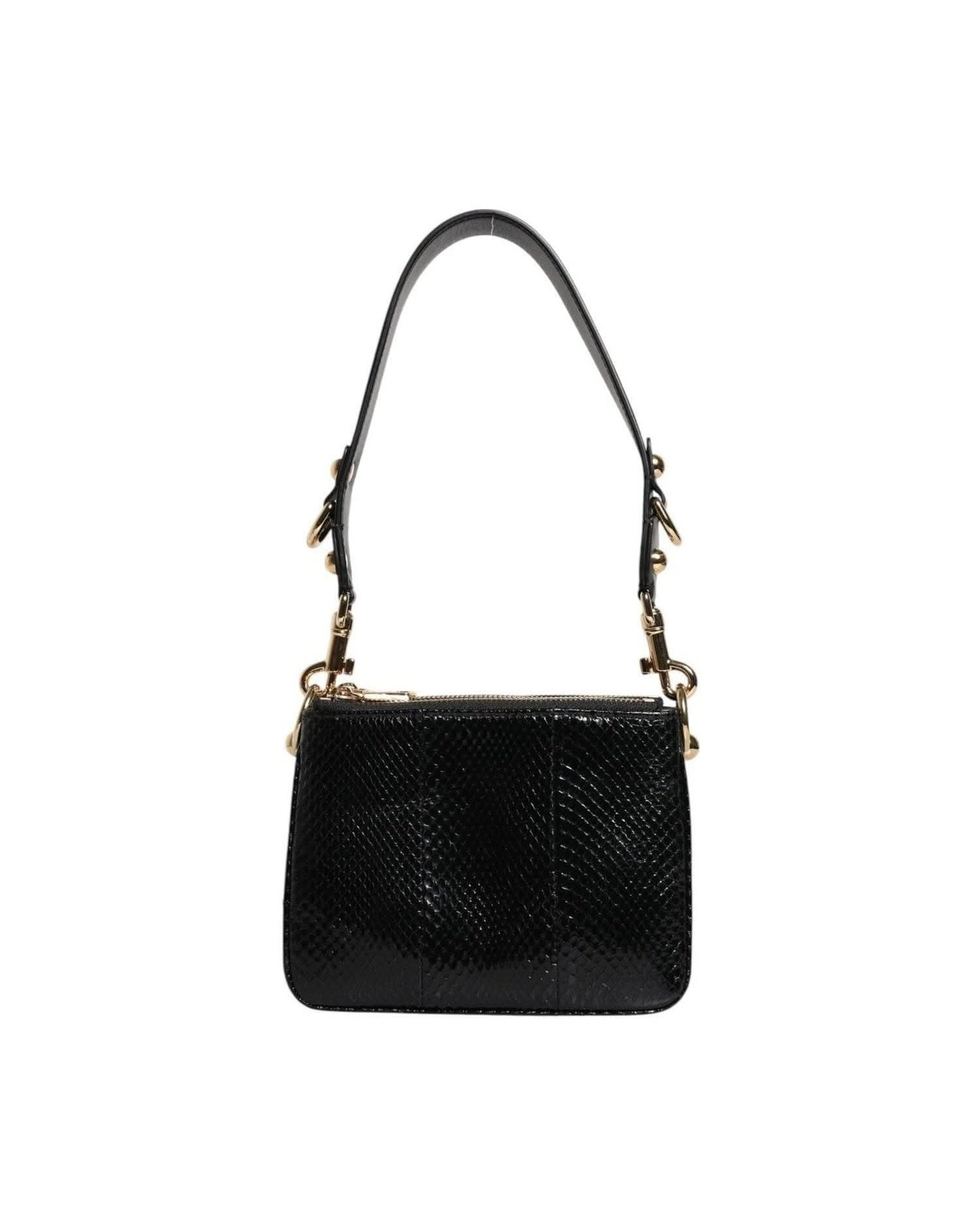 Dolce & Gabbana Black Leather Exotic Shoulder Sling Clutch Bag Shoulder Bags