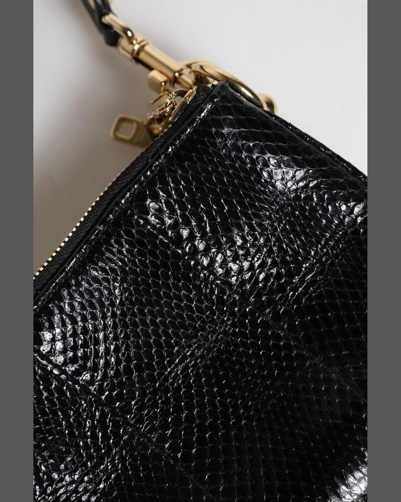 Dolce & Gabbana Black Leather Exotic Shoulder Sling Clutch Bag Shoulder Bags