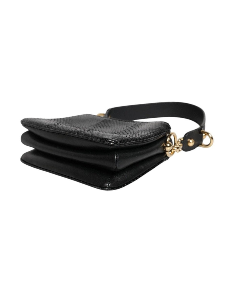 Dolce & Gabbana Black Leather Exotic Shoulder Sling Clutch Bag Glam Steals