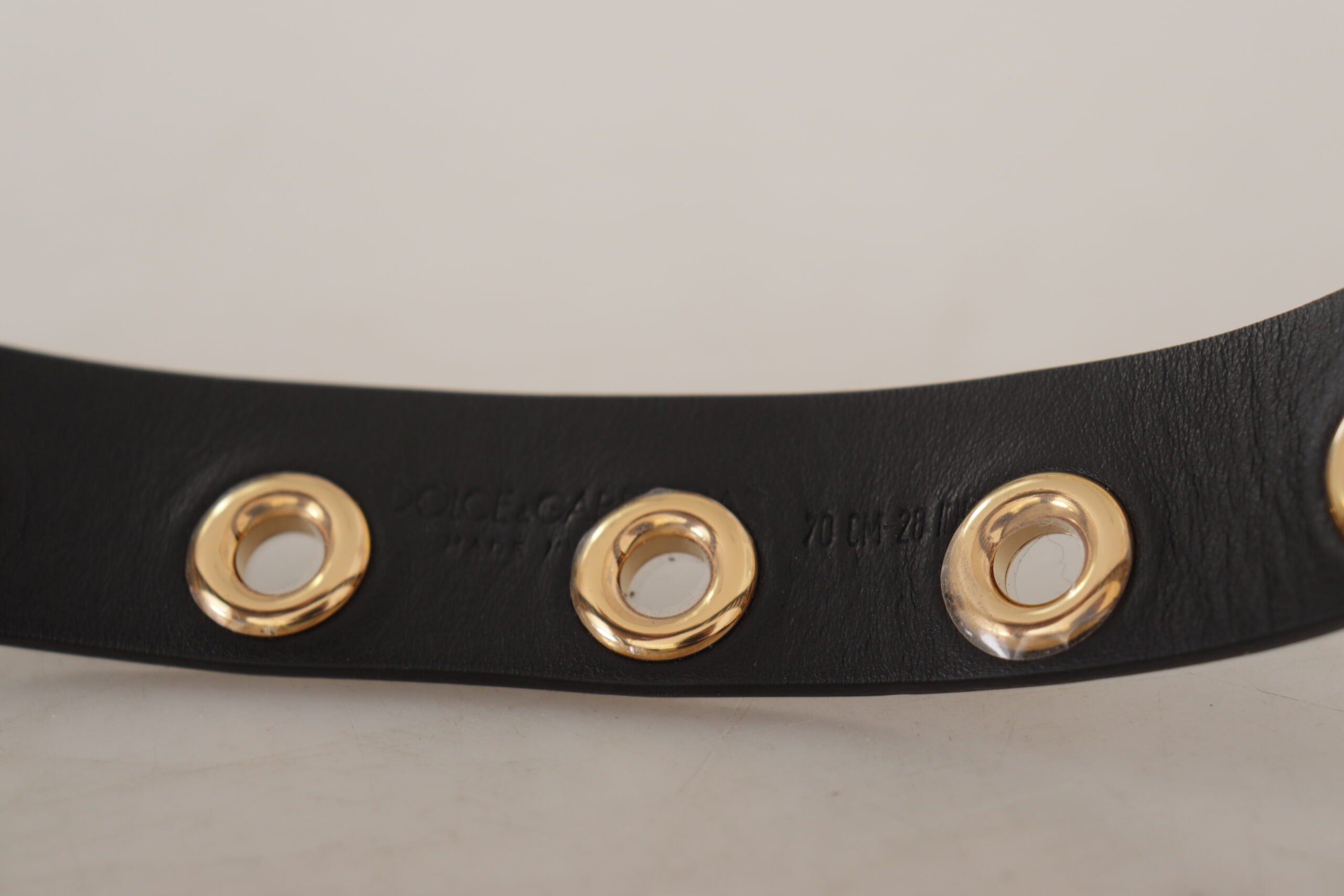 Dolce & Gabbana Black Leather Eyelet Silver Tone Metal Buckle Belt Glam Steals