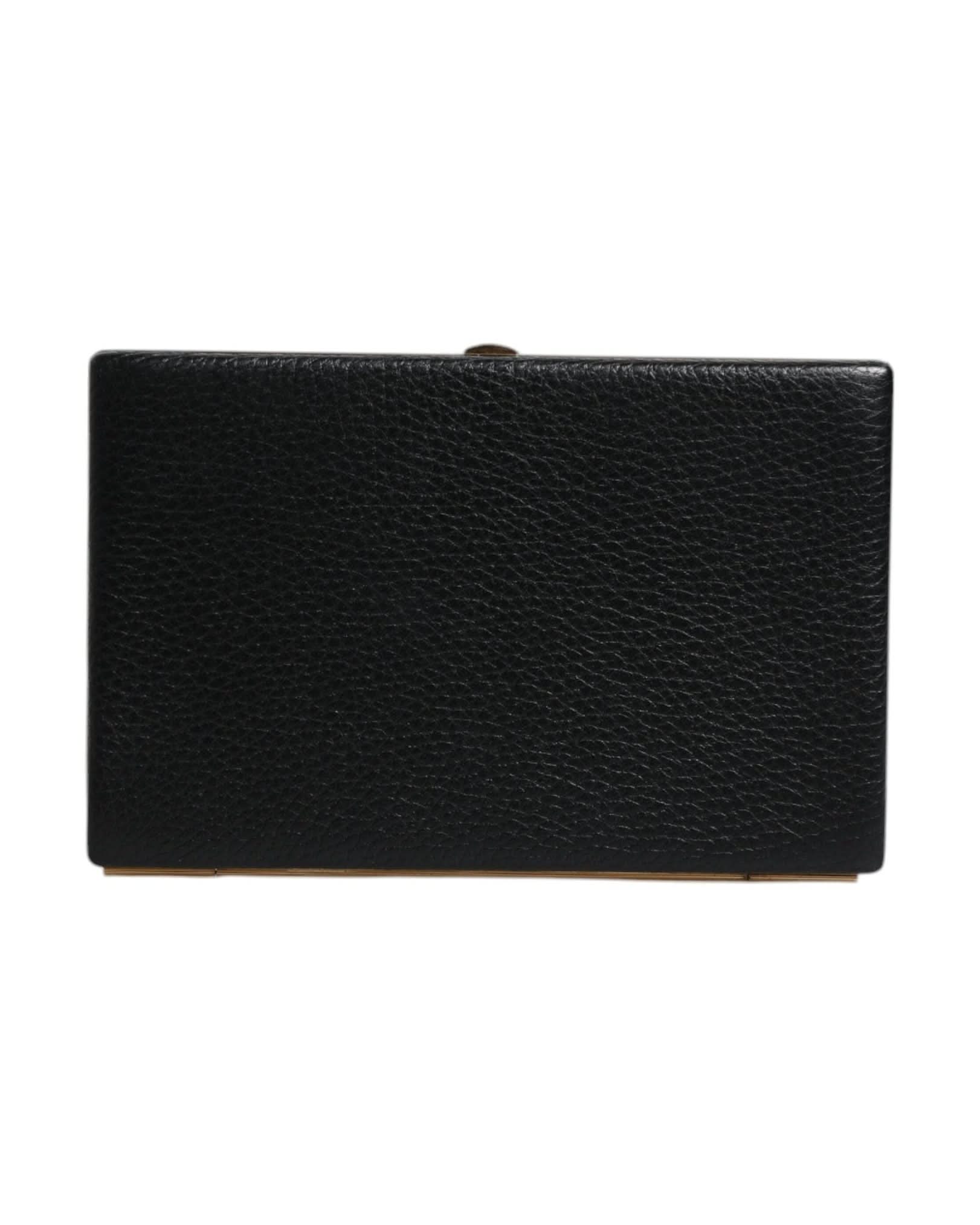 Dolce & Gabbana Black Leather Gold Clutch Bag 
