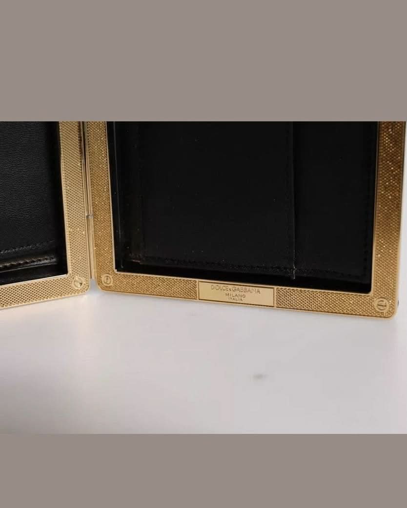 Dolce & Gabbana Black Leather Gold Clutch Bag 