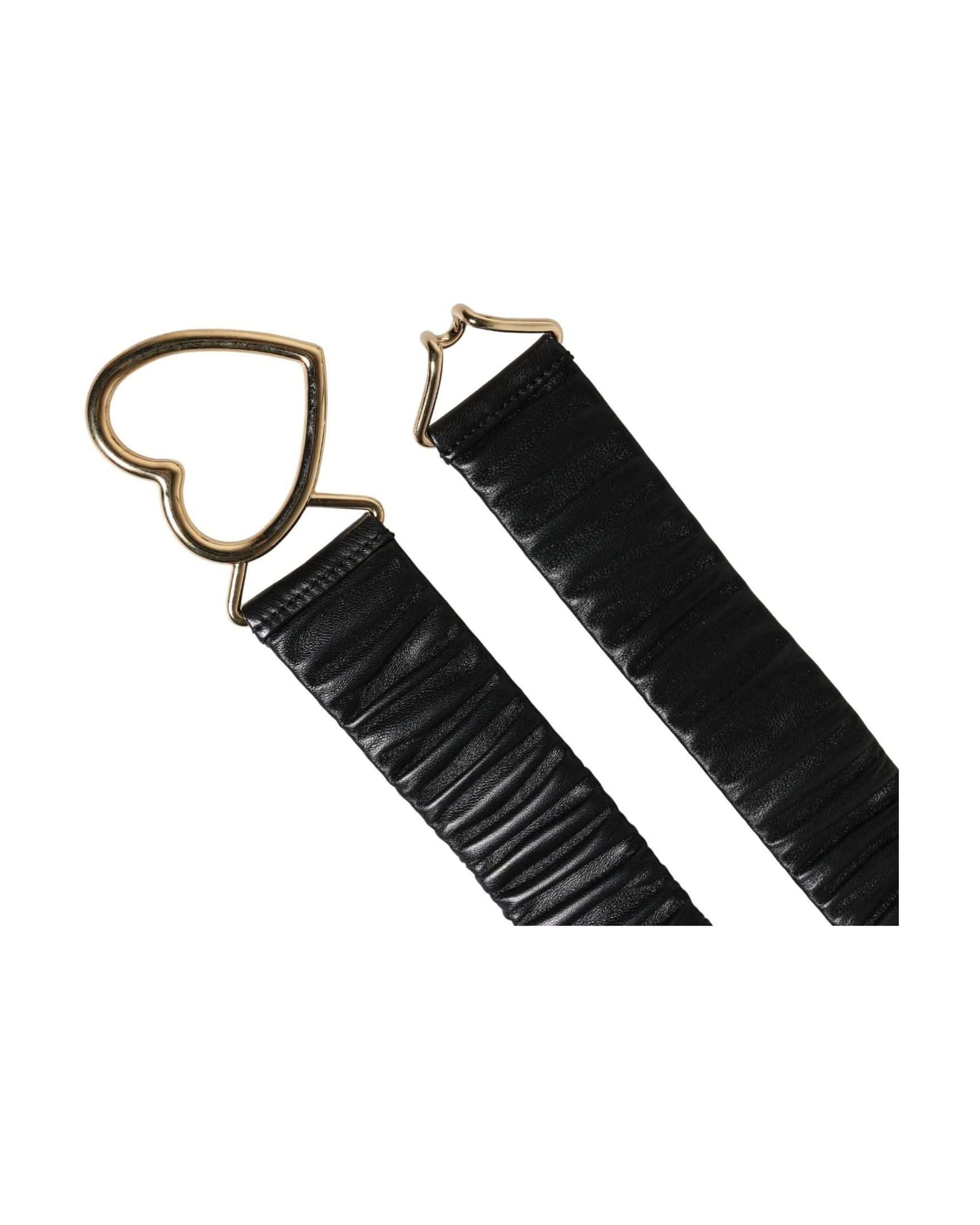 Dolce & Gabbana Black Leather Gold Heart Metal Buckle Belt 